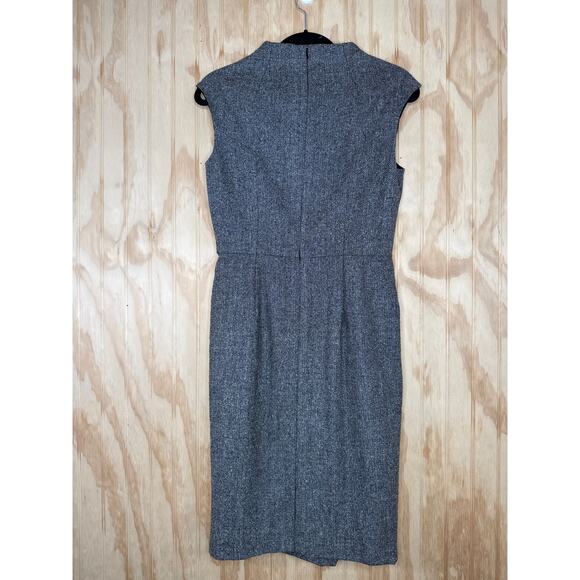 Kay Unger NY Black White Classic Tweed Knee Length Dress Size 6 Pleated Front - Picture 2 of 7